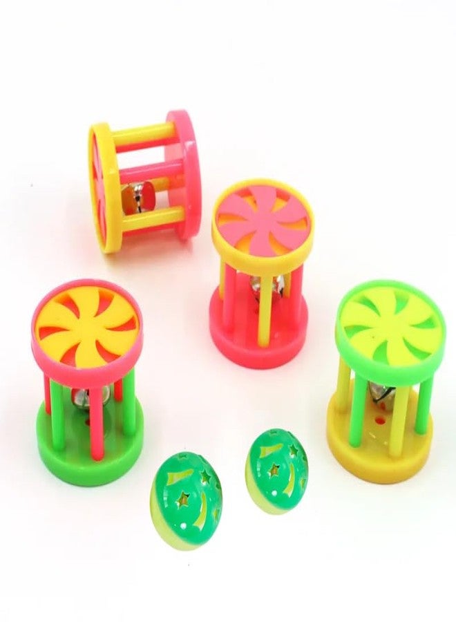 KittuPet مجموعة دوغ تراست من 4 كرات لعب للقطط مع جرس، كرة لعبة للقطط مع جرس، كرة لعبة بلاستيكية تفاعلية للقطط مع جرس للعب الداخلي وتدريب القطط الصغيرة، لون عشوائي - Image 2